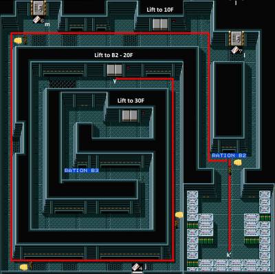 Metal Gear 2: Solid Snake Sewer (SB B2 - Tower B1) Map for MSX by